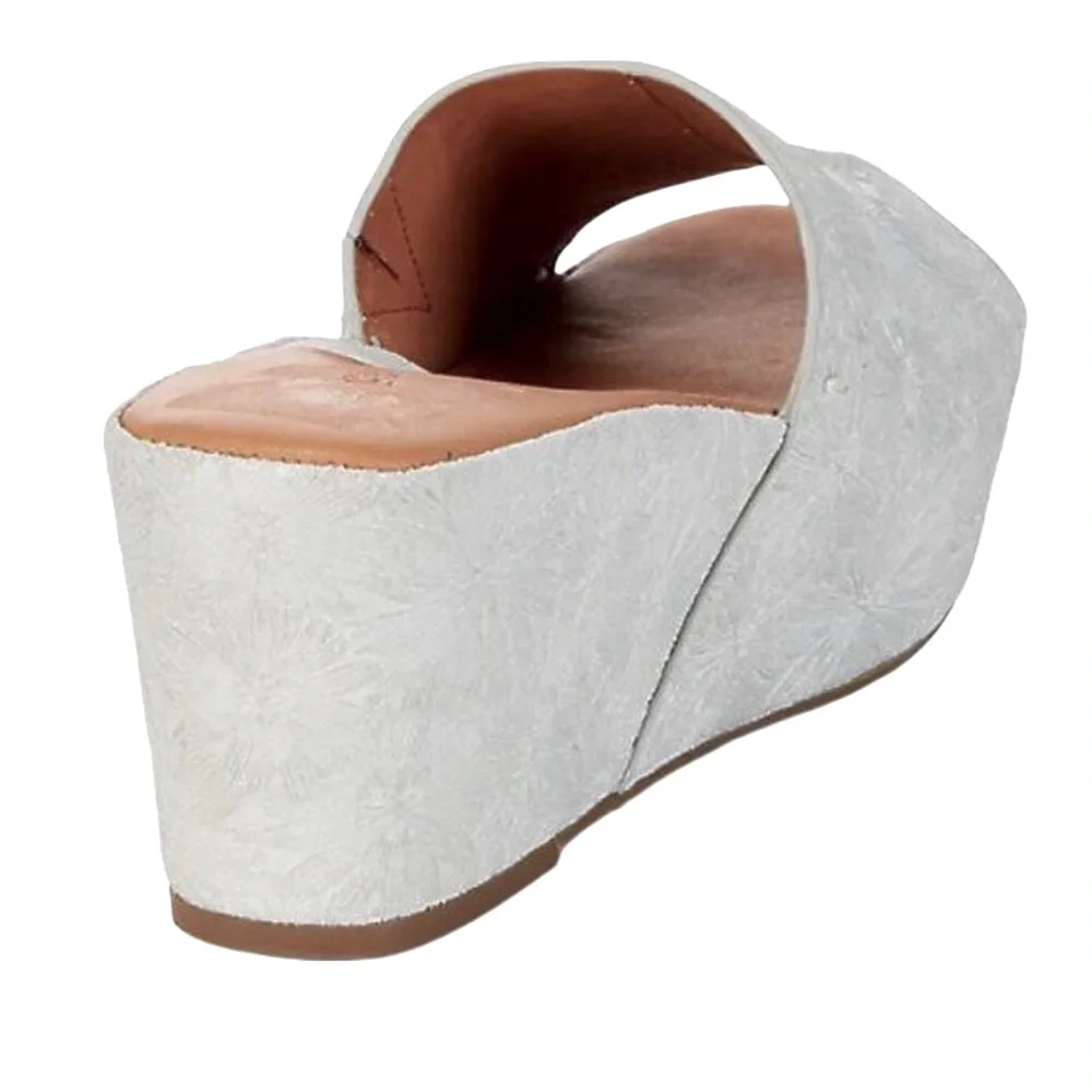 Gentle Soul Florella Gray Leather Platform Sandals Size 8.5